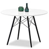 Design asztalok EMT fehér, köralakú, fekete lábú asztal