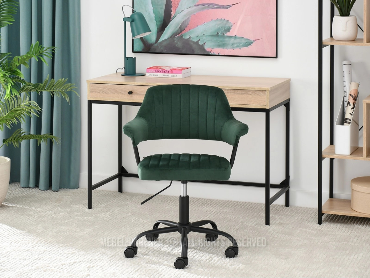 Forgószékek MERLIN retro forgószék, zöld velúr-fekete 3