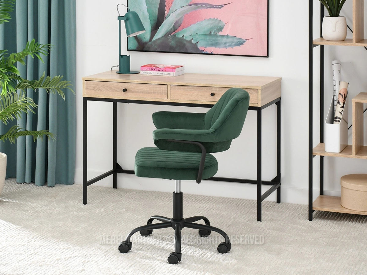 Forgószékek MERLIN retro forgószék, zöld velúr-fekete 4