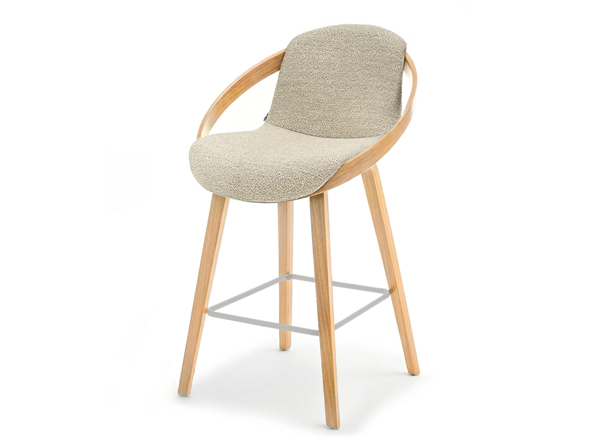 LAGOS alacsony bárszék, beige boucle, tölgy