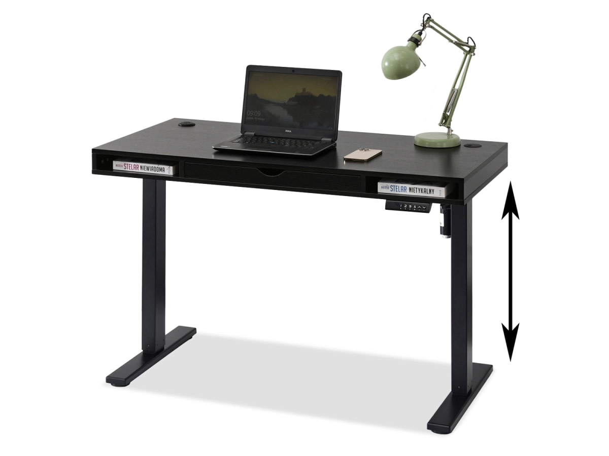 SHIFT home office íróasztal fiókkal és USB-porttal, 120 cm fekete home office íróasztal