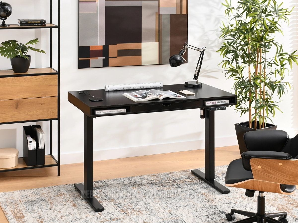 SHIFT home office íróasztal fiókkal és USB-porttal, 120 cm fekete 4 SHIFT home office íróasztal fiókkal és USB-porttal, 120 cm fekete - Image 4