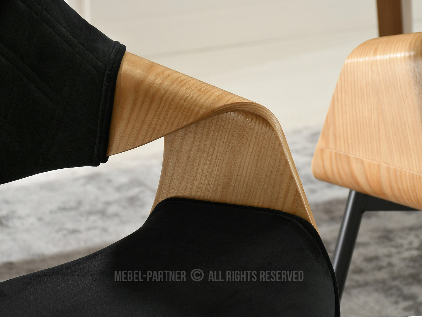 RENZO design étkezőszék, fekete velúr– tölgy 7 RENZO design étkezőszék, fekete velúr– tölgy - Image 7