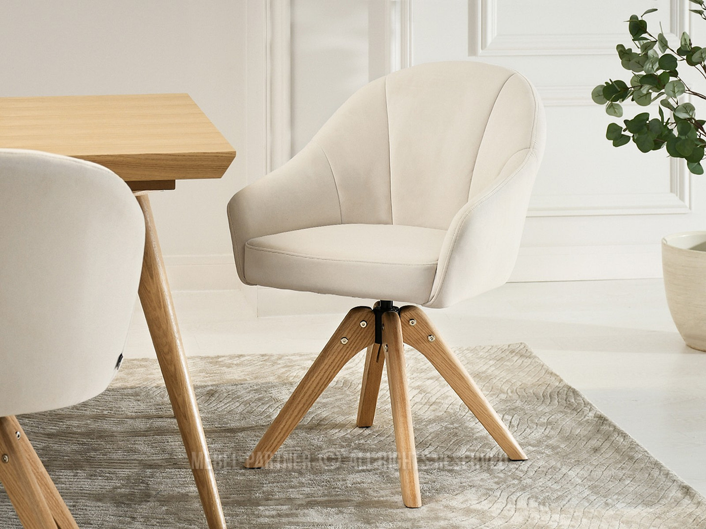 DAFNE forgó étkezőszék, krémszínű velúr-tölgy 2 Zonder categorie DAFNE forgó étkezőszék, krémszínű velúr-tölgy 2