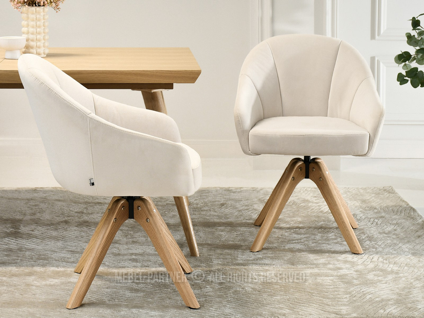 DAFNE forgó étkezőszék, krémszínű velúr-tölgy 3 Zonder categorie DAFNE forgó étkezőszék, krémszínű velúr-tölgy 3