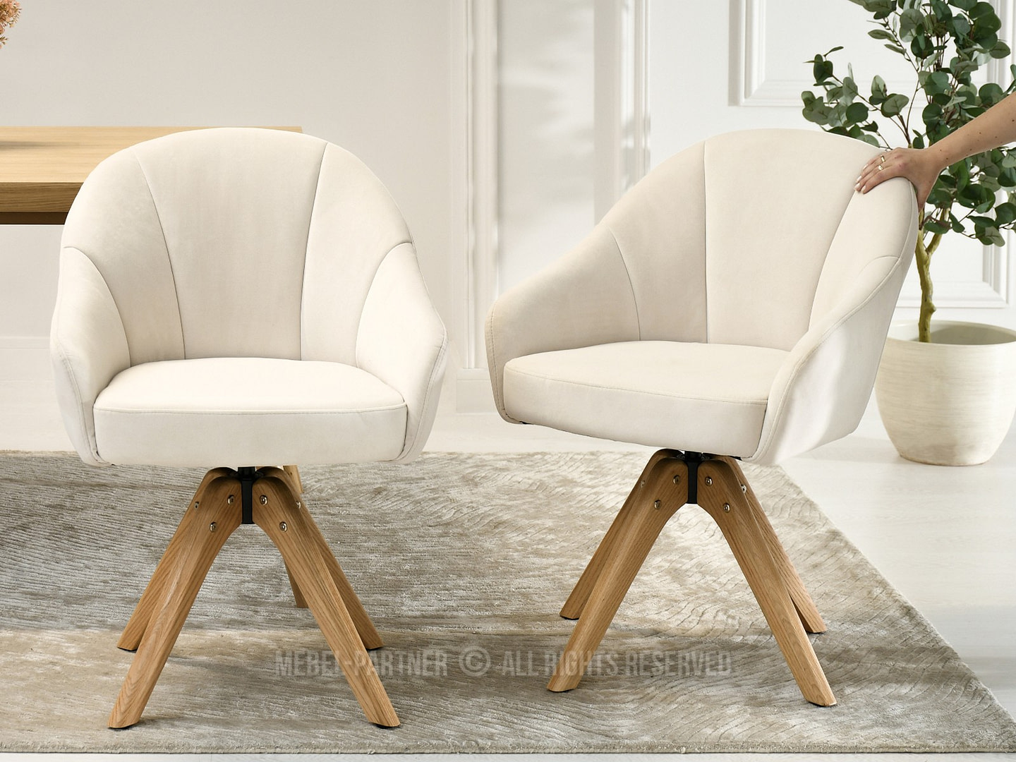 DAFNE forgó étkezőszék, krémszínű velúr-tölgy 4 Zonder categorie DAFNE forgó étkezőszék, krémszínű velúr-tölgy 4