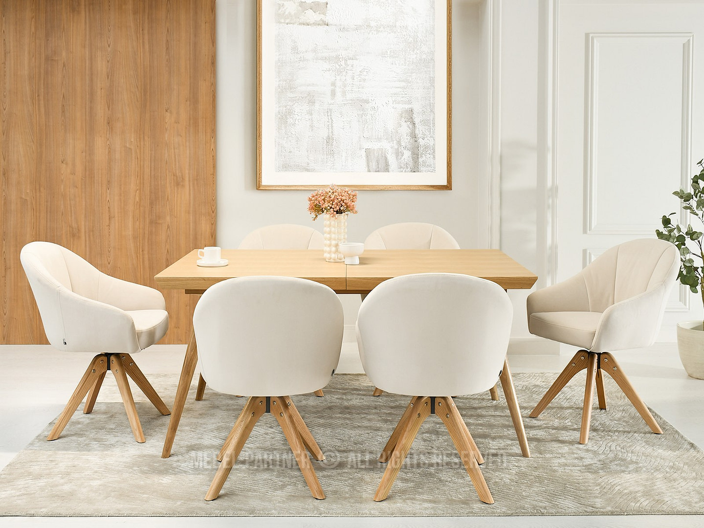 DAFNE forgó étkezőszék, krémszínű velúr-tölgy 5 Zonder categorie DAFNE forgó étkezőszék, krémszínű velúr-tölgy 5