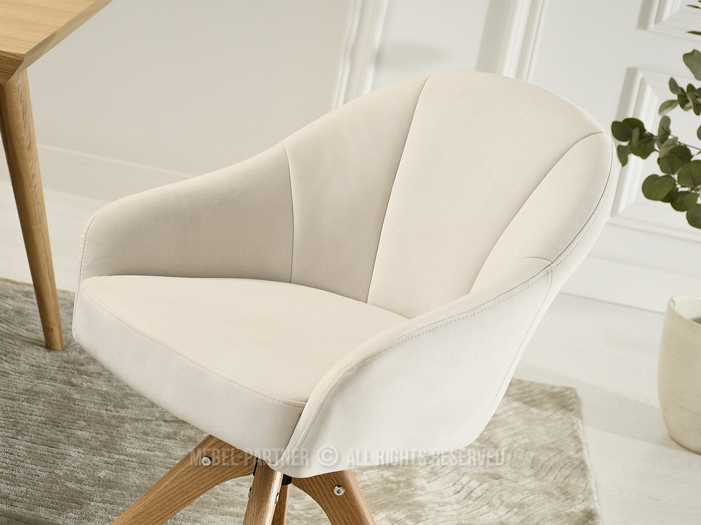 DAFNE forgó étkezőszék, krémszínű velúr-tölgy 6 Zonder categorie DAFNE forgó étkezőszék, krémszínű velúr-tölgy 6