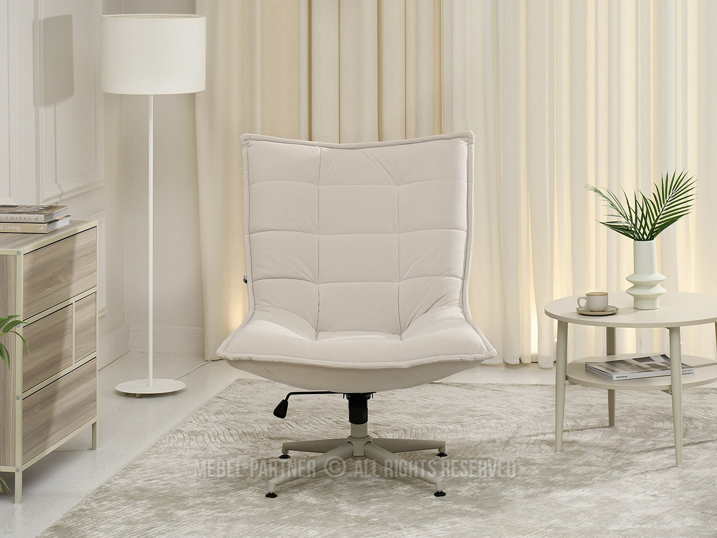 PALMO fotel, krémszínű velúr-krém 3 PALMO fotel, krémszínű velúr-krém - Image 3