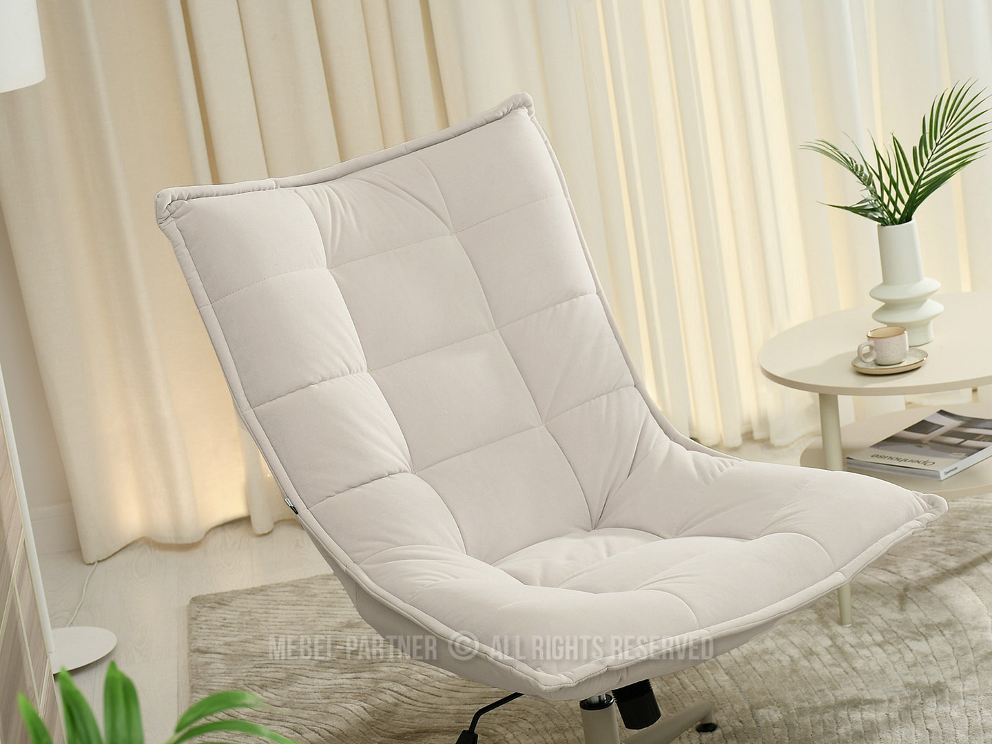 PALMO fotel, krémszínű velúr-krém 6 PALMO fotel, krémszínű velúr-krém - Image 6