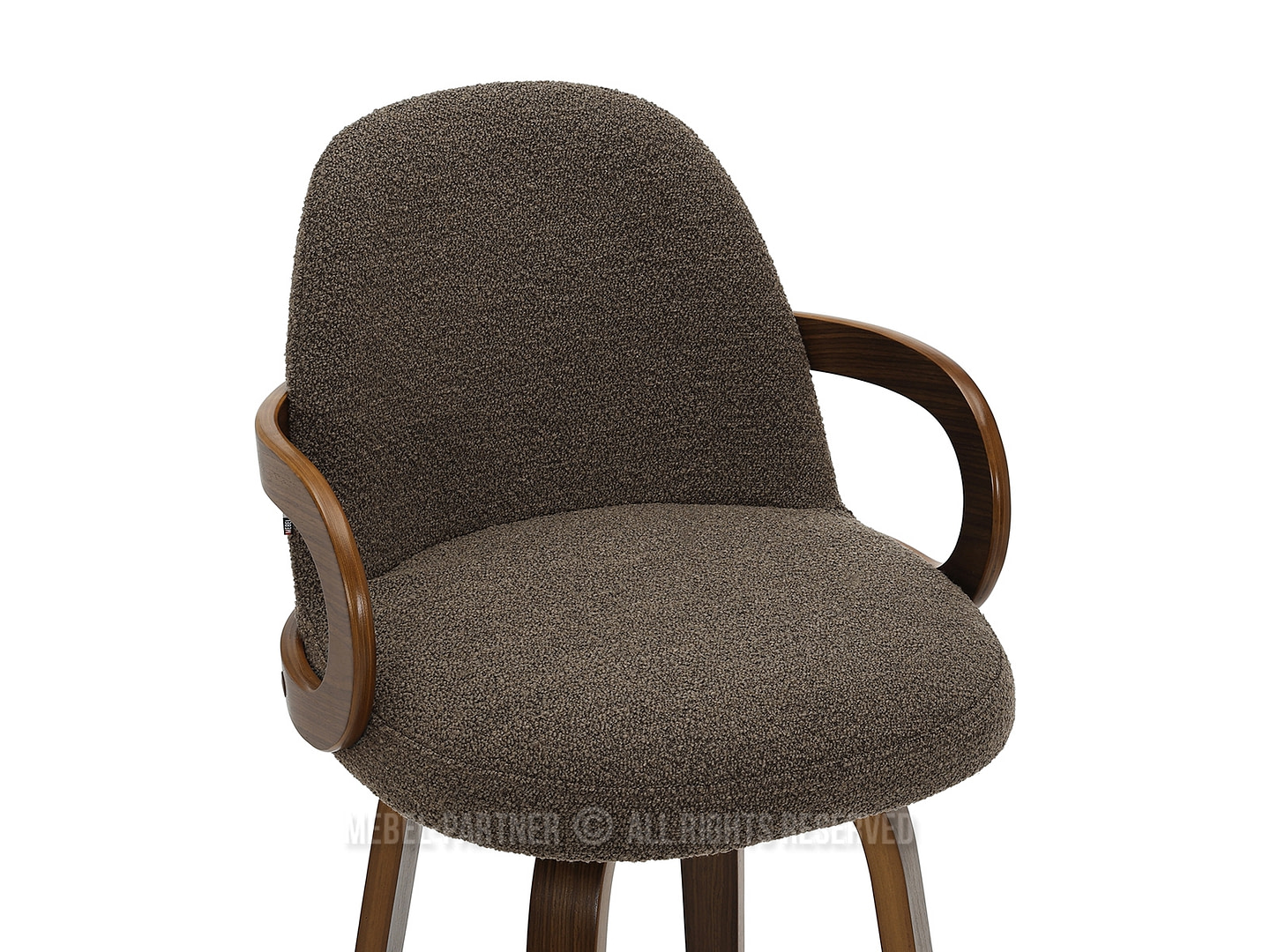 MARTIN alacsony, forgó bárszék, brown boucle, dió - Image 5