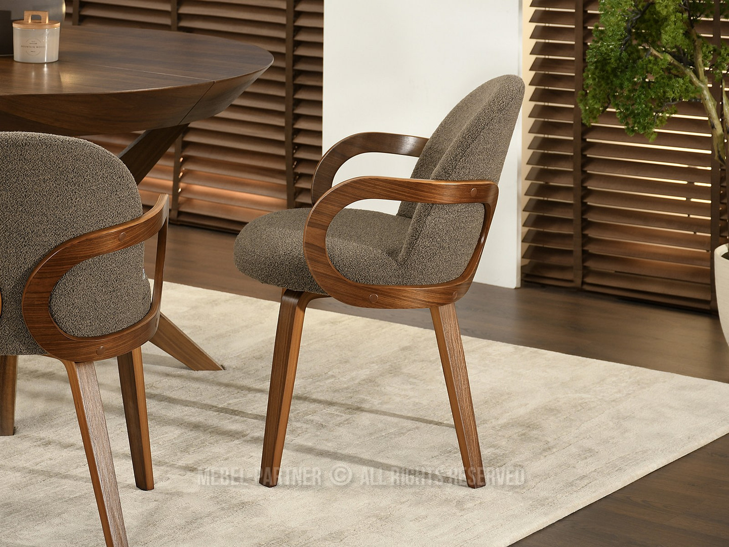 MARTIN karfás étkezőszék, brown boucle, dió - Image 2