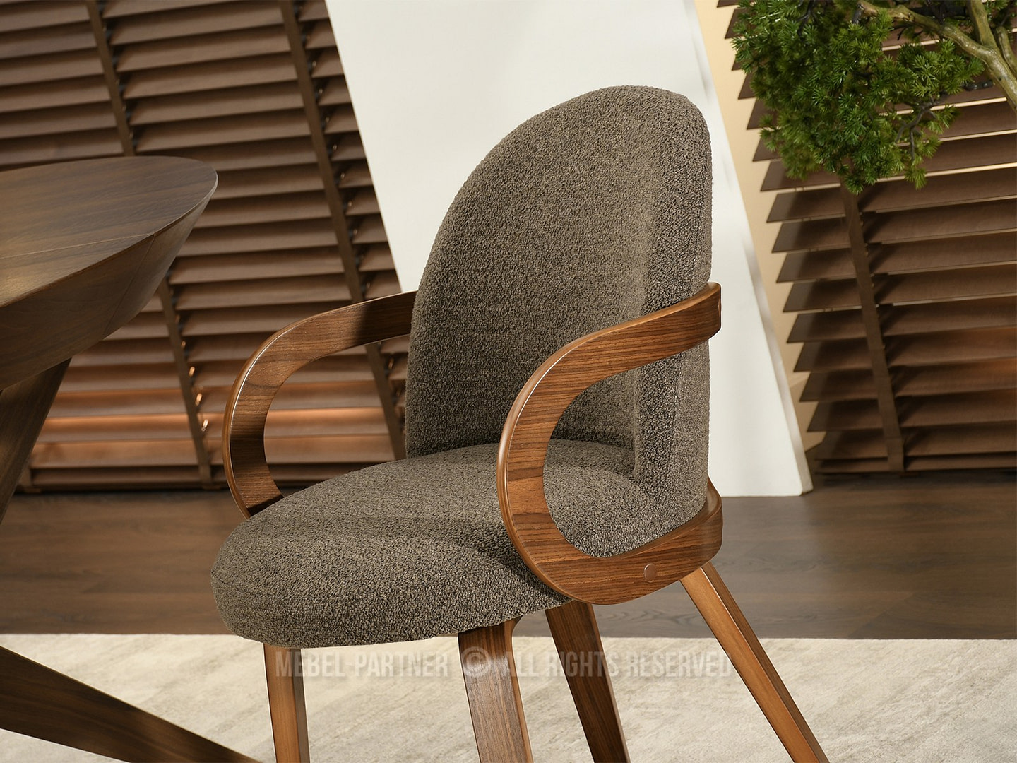 MARTIN karfás étkezőszék, brown boucle, dió - Image 4