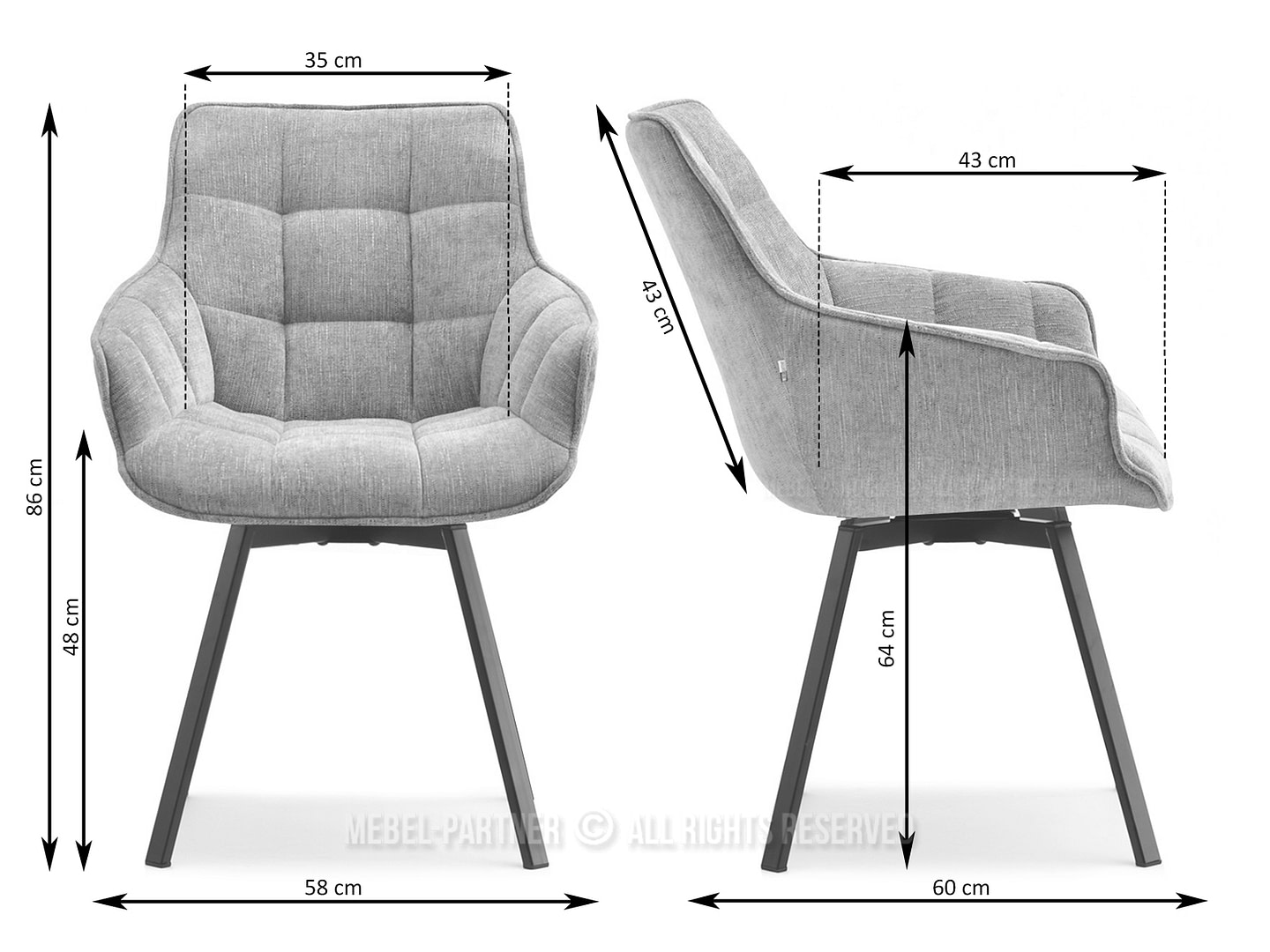 ARUBA steppelt karfás forgószék, krémszínű melange-tölgy 8 ARUBA steppelt karfás forgószék, krémszínű melange-tölgy - Image 8
