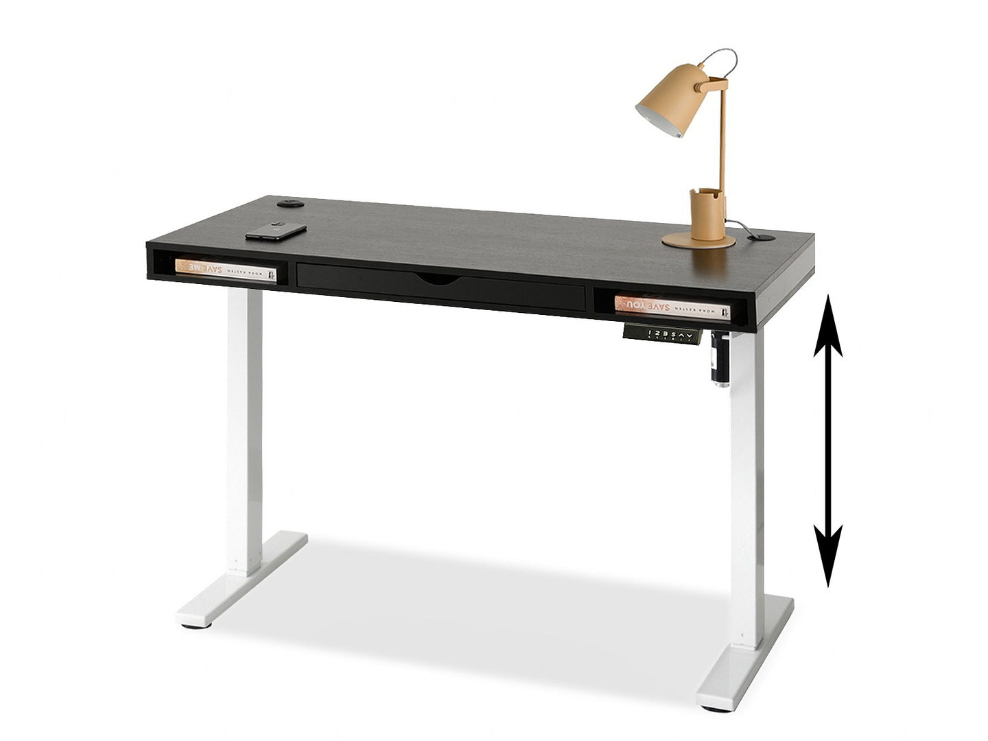 SHIFT elektromos gamer asztal, 120 cm fekete-fehér gamer aszal