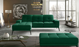 Amelita Amelita sarokkanapé és puff, dark green, balos, raktárról