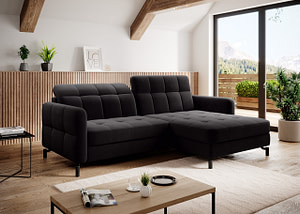 Alloro Alloro sarokkanapé, matte black velvet