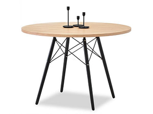 Design asztalok EMT furnérozott köris, köralakú, fekete lábú asztal