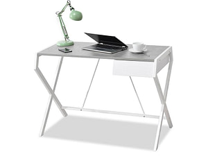 Íróasztalok és polcok DESIGNO fiókos, x-lábú íróasztal, beton-fehér