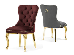 Glamour Lady Glamour szék, arany láb és kopogtató, szegecselt,  választható kárpit