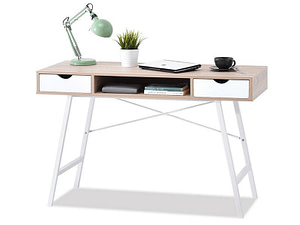 Íróasztalok és polcok GAVLE fiókos íróasztal, sonoma tölgy-fehér
