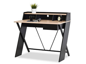 Íróasztalok és polcok ASGARD fiókos, x-lábú íróasztal, sonoma tölgy-fekete