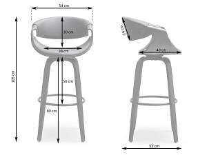 BENT NR51 forgó design bárszék fekete ekobőrrel és tölgyfa vázzal - Image 11