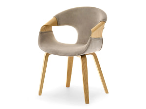 Hajlított székek KORA karoszék beige velúr-tölgy