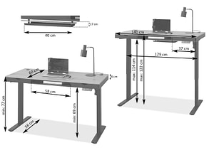 SHIFT elektromos sit-stand íróasztal, 140 cm bézs-fekete - Image 2