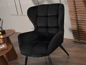 KIKORI karakteres fotel – fekete velúr - Image 6