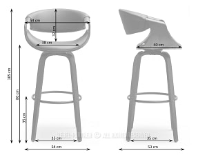 BENT H75 forgó bárszék szürke kárpittal, tölgyfa vázzal - Image 10