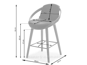 LAGOS alacsony design bárszék fekete vegánbőr, tölgy - Image 12