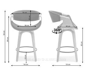 BENT H65 alacsony fekete fa forgó bárszék - fekete ekobőr - Image 10