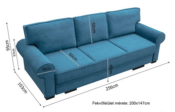 Kanapéágy / sofa bed Camelia147 klasszikus kanapé, választható színek 10