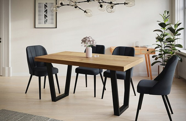 Bővíthető asztalok LOFT’V nyitható trapéz-lábas étkezőasztal, választható méretek és színek 6