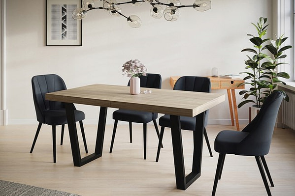 Bővíthető asztalok LOFT’V nyitható trapéz-lábas étkezőasztal, választható méretek és színek 9