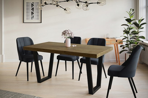 Bővíthető asztalok LOFT’V nyitható trapéz-lábas étkezőasztal, választható méretek és színek 8