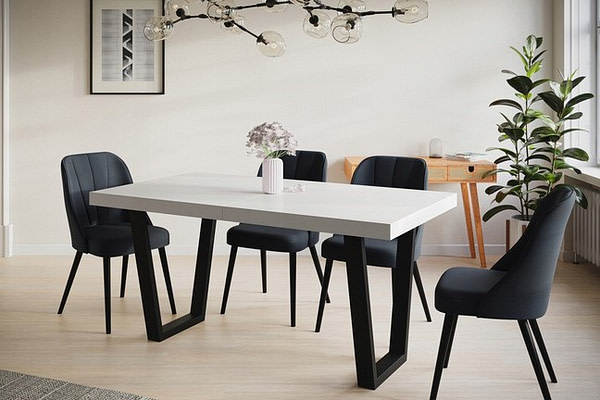 Bővíthető asztalok LOFT’V nyitható trapéz-lábas étkezőasztal, választható méretek és színek 11