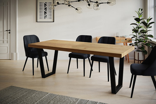Bővíthető asztalok LOFT’V nyitható trapéz-lábas étkezőasztal, választható méretek és színek 5