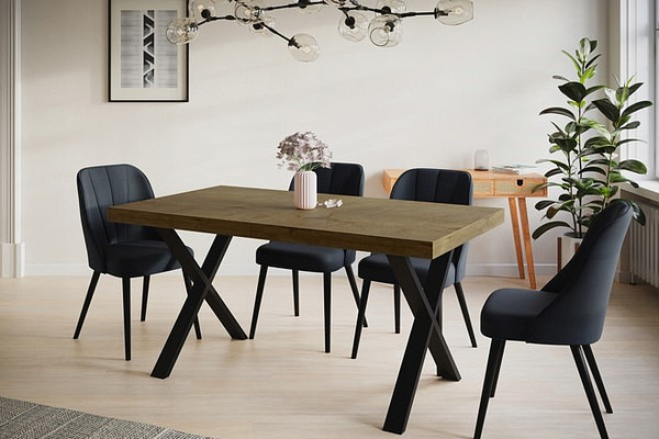 Bővíthető asztalok LOFT’X nyitható x-lábas étkezőasztal, választható méretek és színek 8
