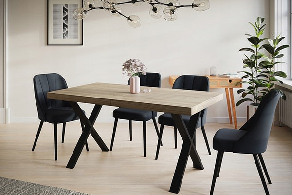 Bővíthető asztalok LOFT’X nyitható x-lábas étkezőasztal, választható méretek és színek 9