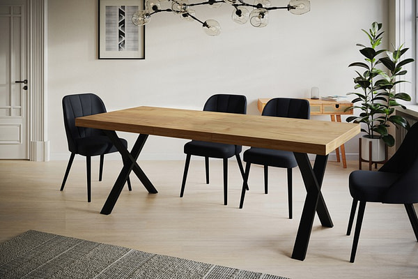 Bővíthető asztalok LOFT’X nyitható x-lábas étkezőasztal, választható méretek és színek 5