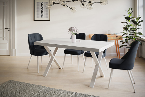 Bővíthető asztalok LOFT’X nyitható x-lábas étkezőasztal, választható méretek és színek 3