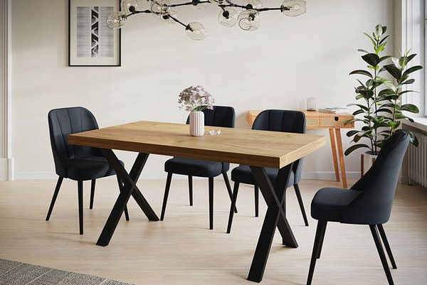 Bővíthető asztalok LOFT’X nyitható x-lábas étkezőasztal, választható méretek és színek 6