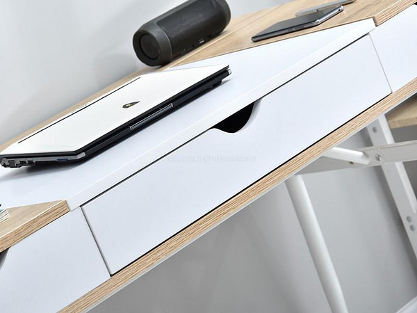 Íróasztalok és polcok BODEN fiókos íróasztal, sonoma tölgy-fehér 7