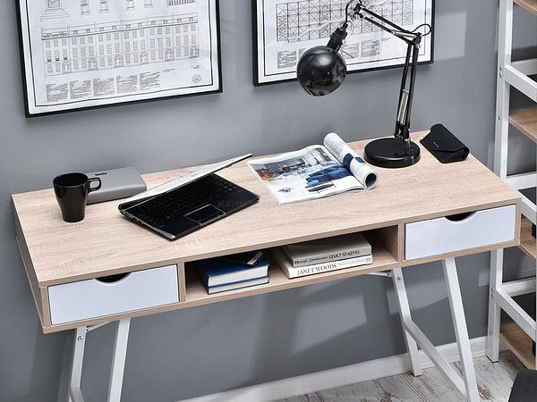 Íróasztalok és polcok GAVLE fiókos íróasztal, sonoma tölgy-fehér 5