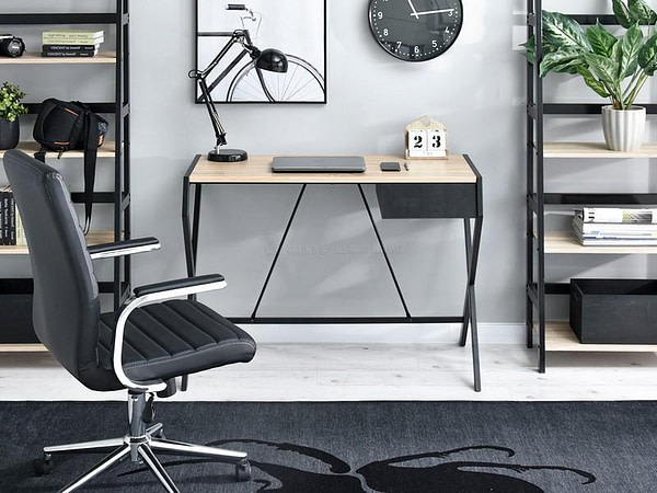 Íróasztalok és polcok DESIGNO fiókos, x-lábú íróasztal, sonoma tölgy-fekete 4