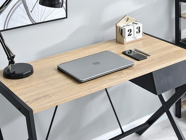 Íróasztalok és polcok DESIGNO fiókos, x-lábú íróasztal, sonoma tölgy-fekete 8