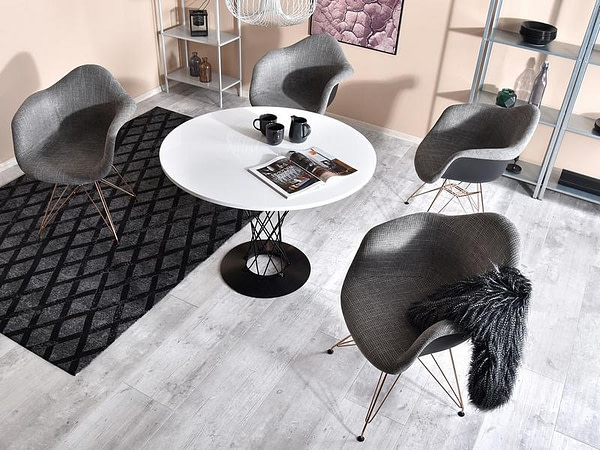 Design asztalok TORNADO köralakú étkezőasztal, fehér-fekete 5
