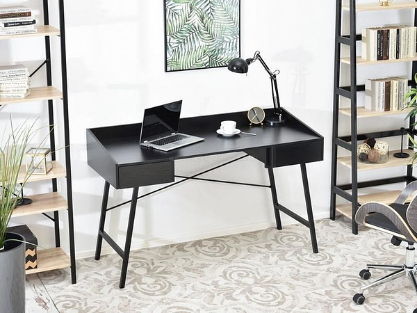 Íróasztalok és polcok ESLOV fiókos íróasztal, fekete 2